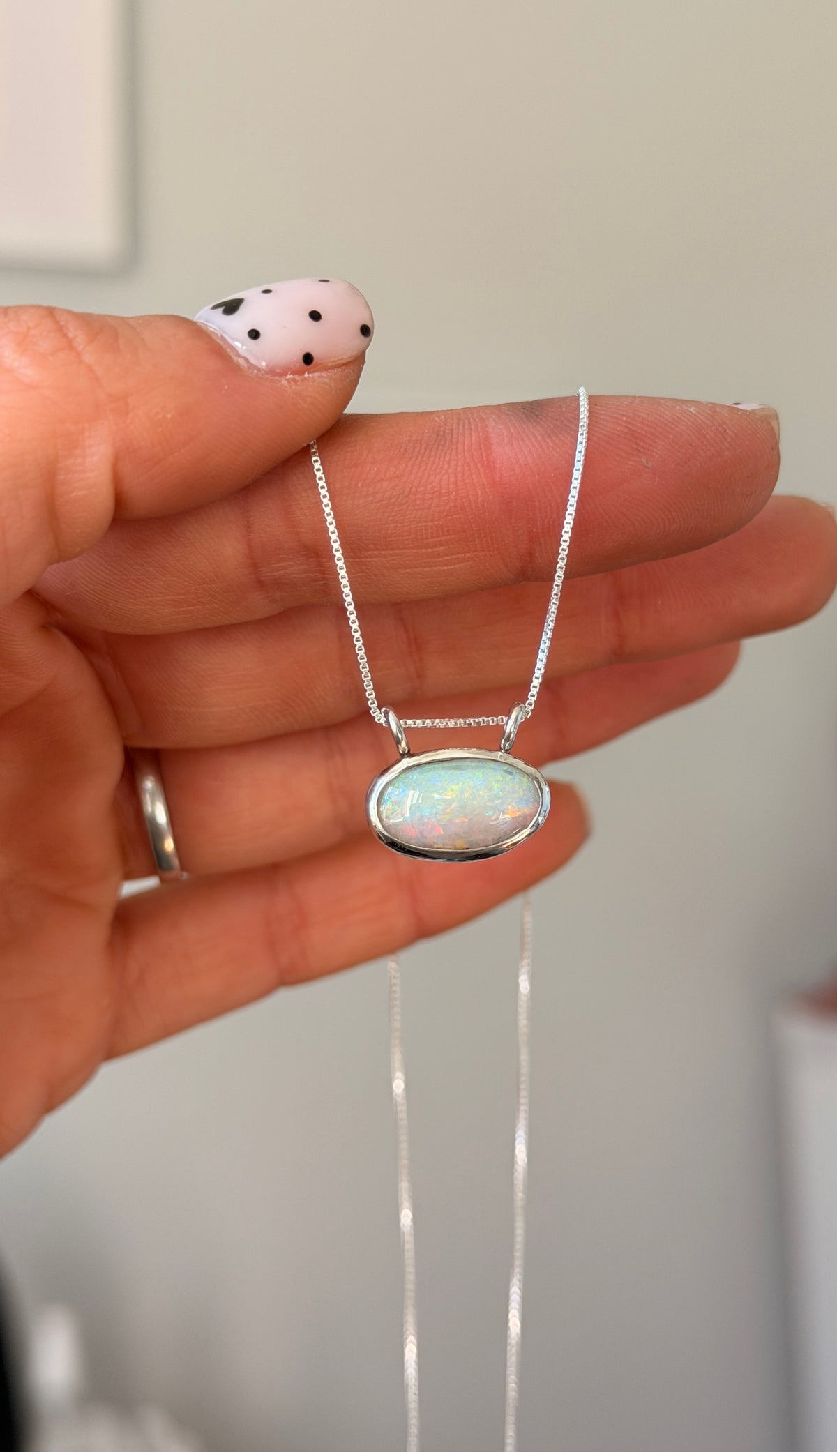 Solid Oval Opal Necklace