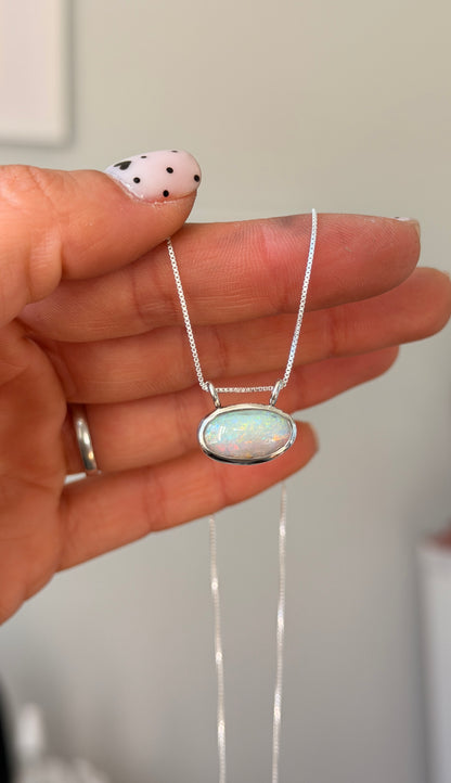 Solid Oval Opal Necklace
