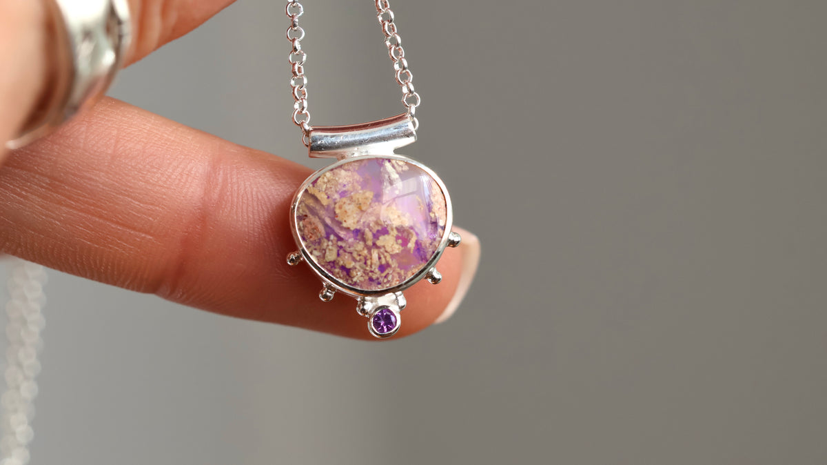 Boulder Pipe Opal & Amethyst Necklace