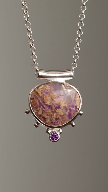 Boulder Pipe Opal & Amethyst Necklace