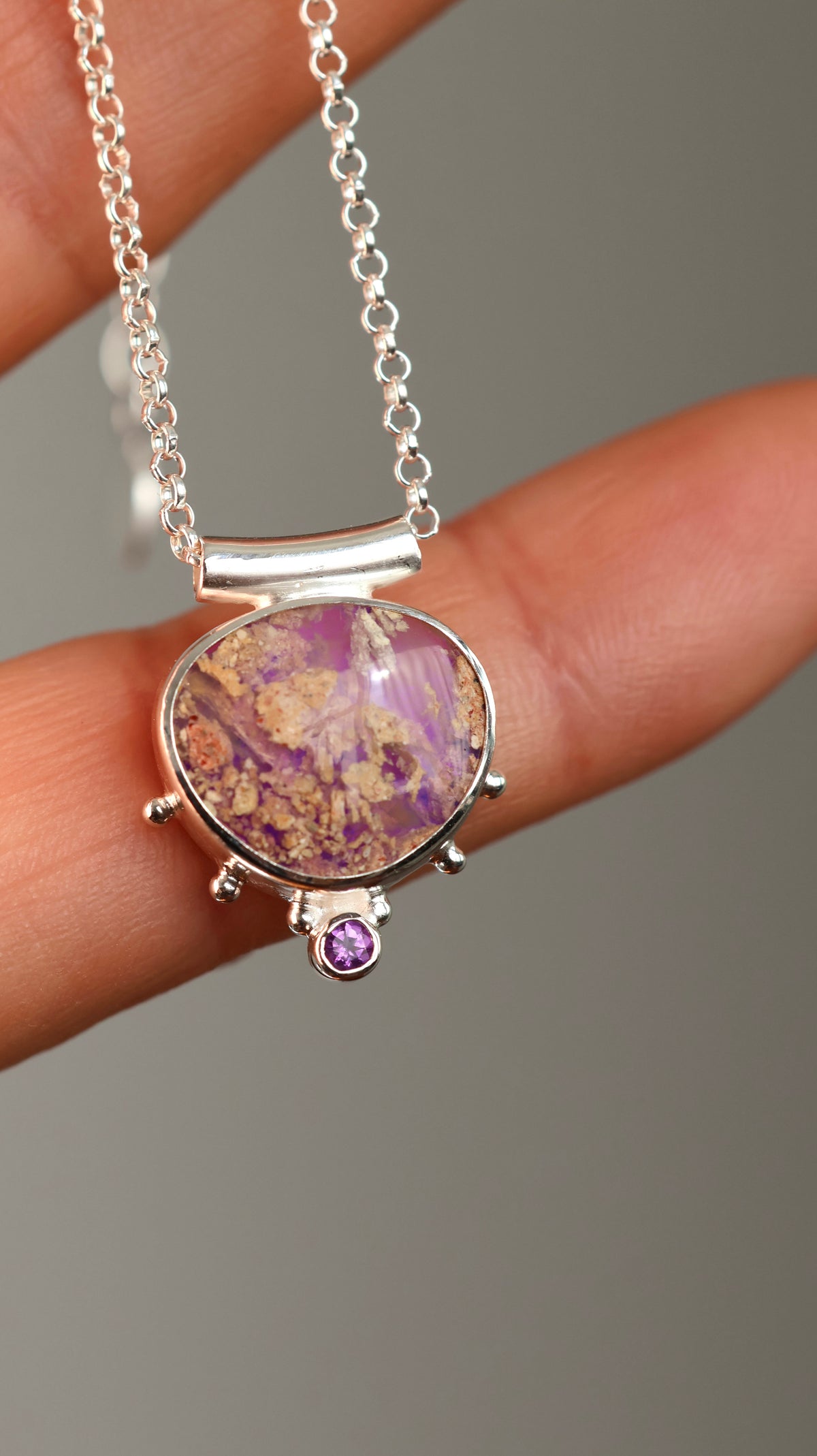 Boulder Pipe Opal & Amethyst Necklace