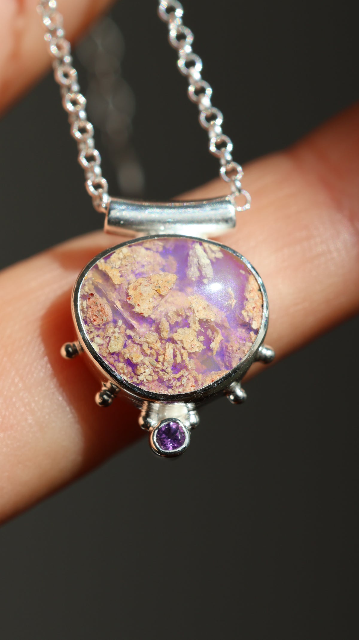 Boulder Pipe Opal & Amethyst Necklace