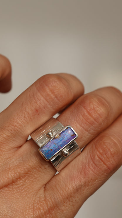 Boulder Opal Wood Replacement Ring
