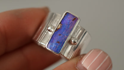 Boulder Opal Wood Replacement Ring