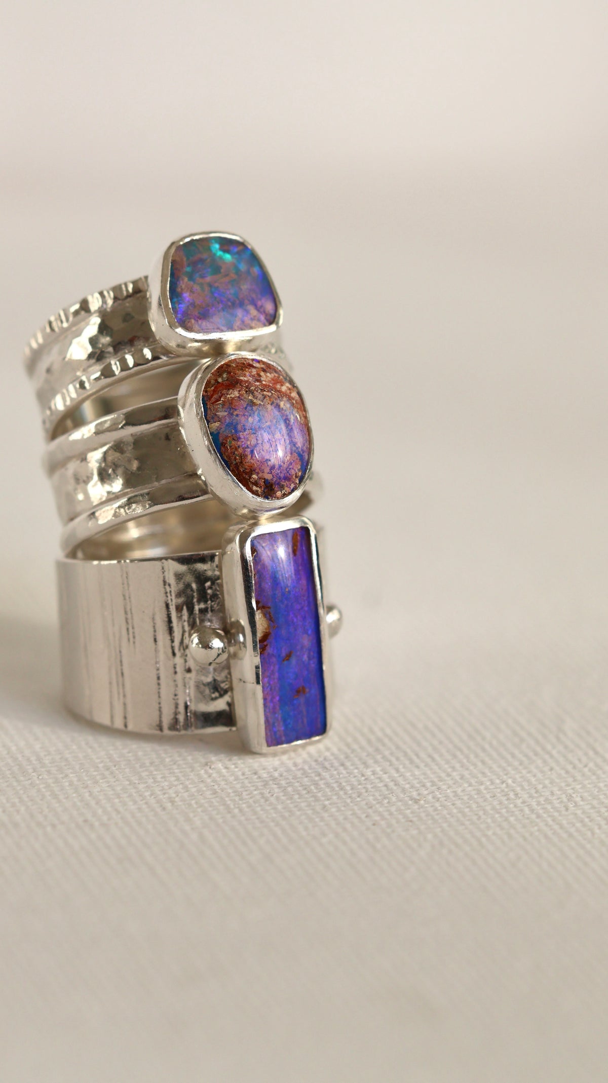 Boulder Opal Wood Replacement Ring