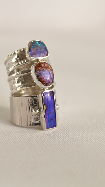 Boulder Opal Wood Replacement Ring