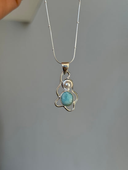 Flow Pearl & Larimar - Necklace