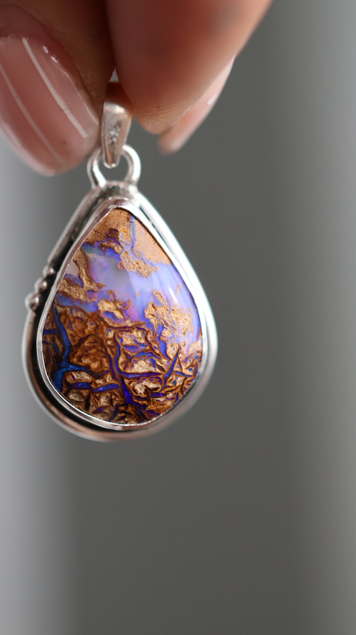 Wood replacement boulder opal - Pendant