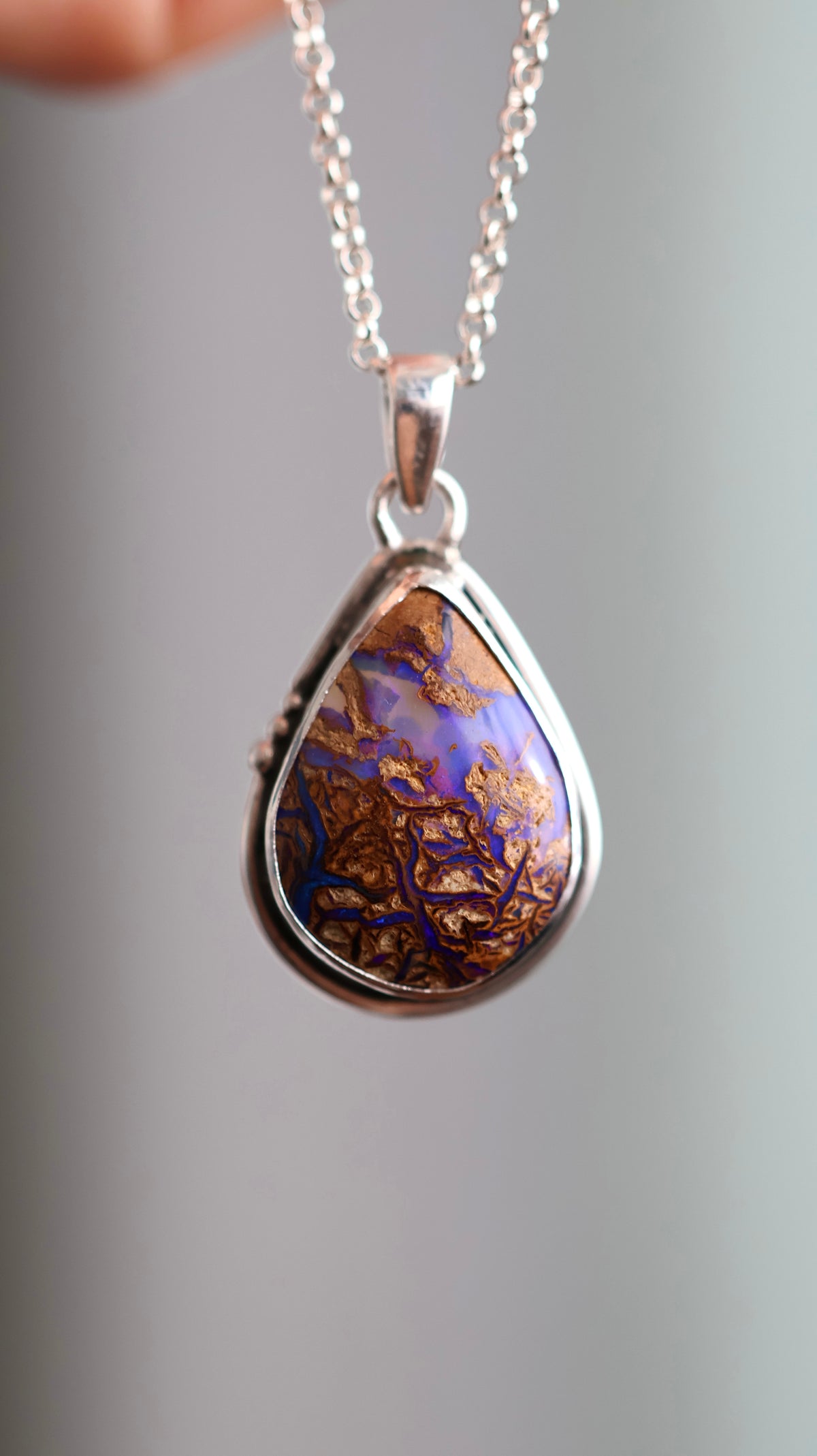 Wood replacement boulder opal - Pendant