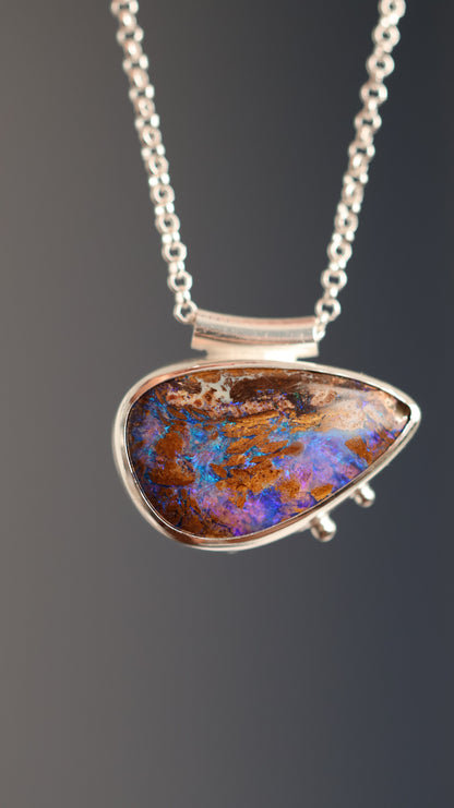 Wood Replacement Boulder Opal Necklace