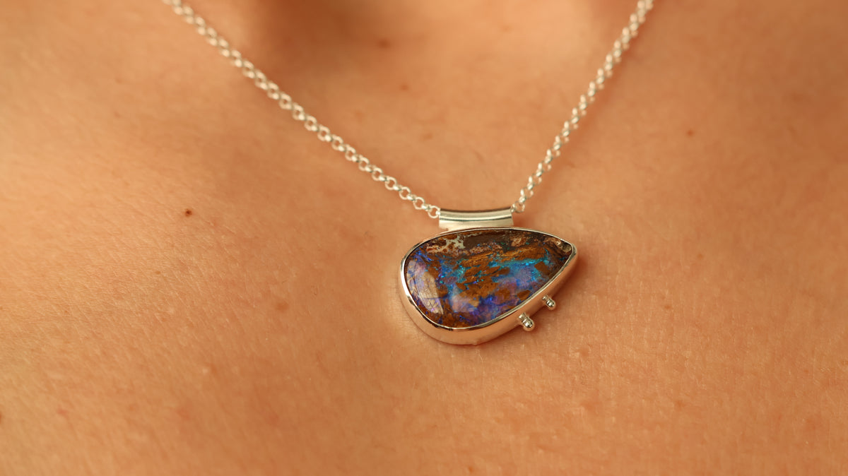 Wood Replacement Boulder Opal Necklace