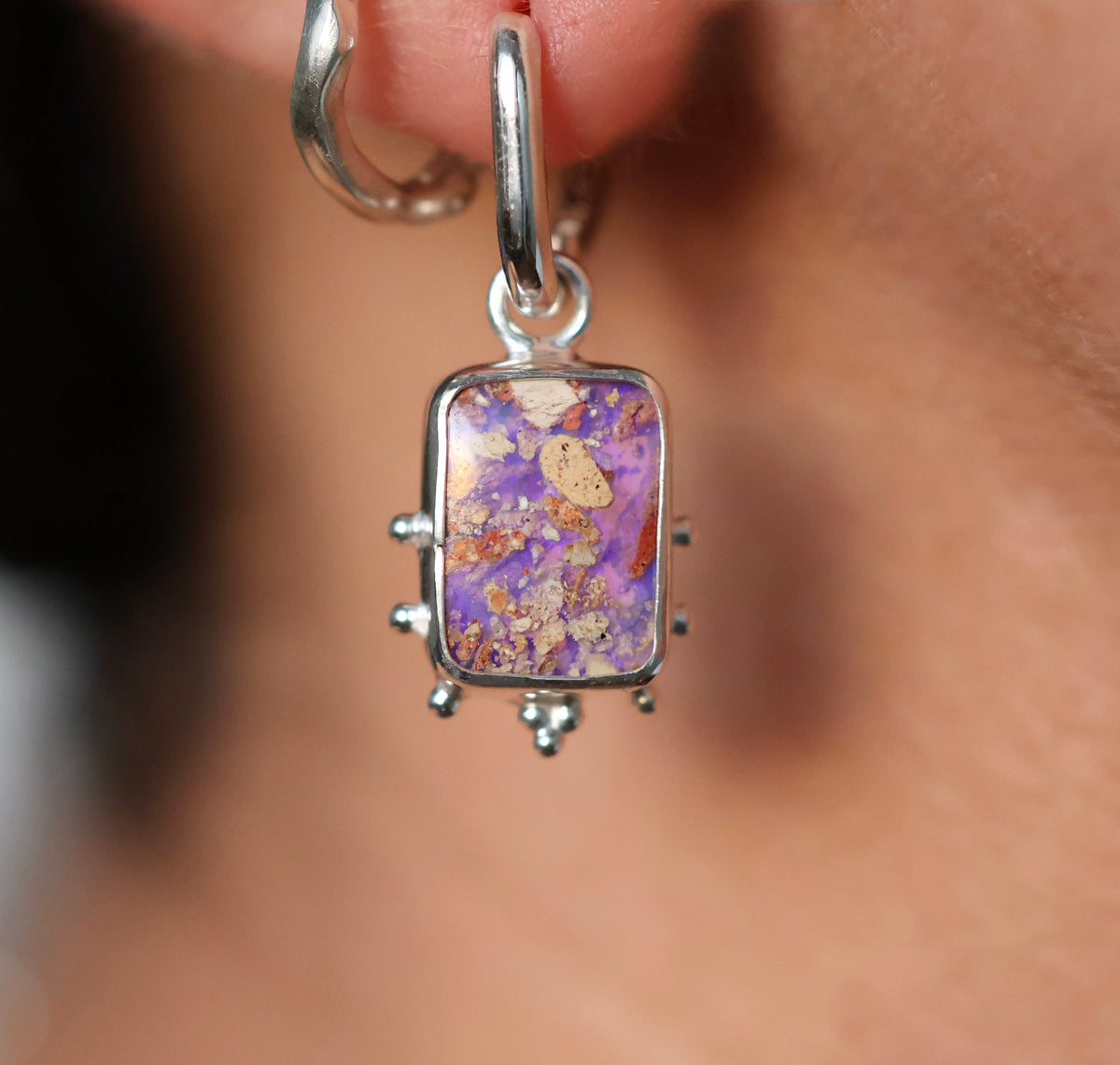 Boulder Pipe Opal Hoop Earrings