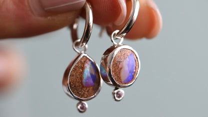 Pipe Opal & Pink Tourmaline Earrings