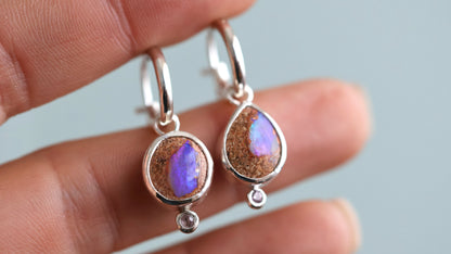 Pipe Opal & Pink Tourmaline Earrings