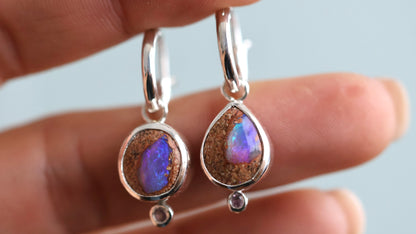 Pipe Opal & Pink Tourmaline Earrings