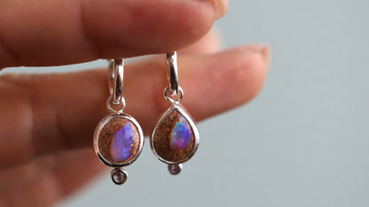 Pipe Opal & Pink Tourmaline Earrings