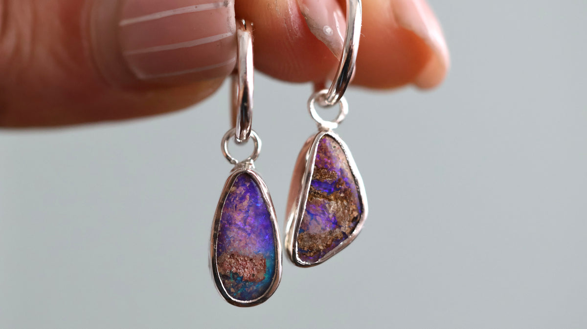 Boulder Opal Hoop Earrings
