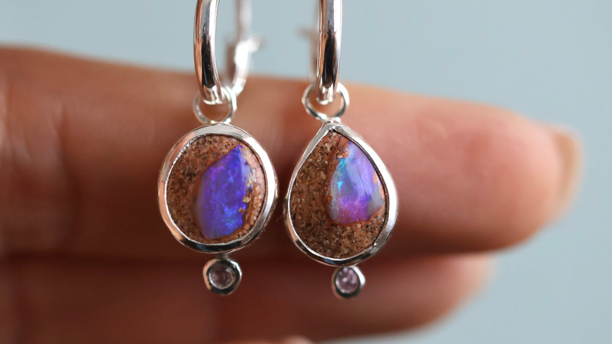 Pipe Opal & Pink Tourmaline Earrings