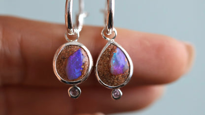Pipe Opal & Pink Tourmaline Earrings