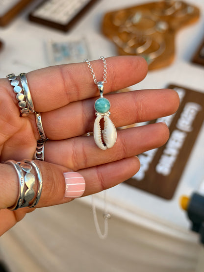 Cowrie & Larimar Necklace