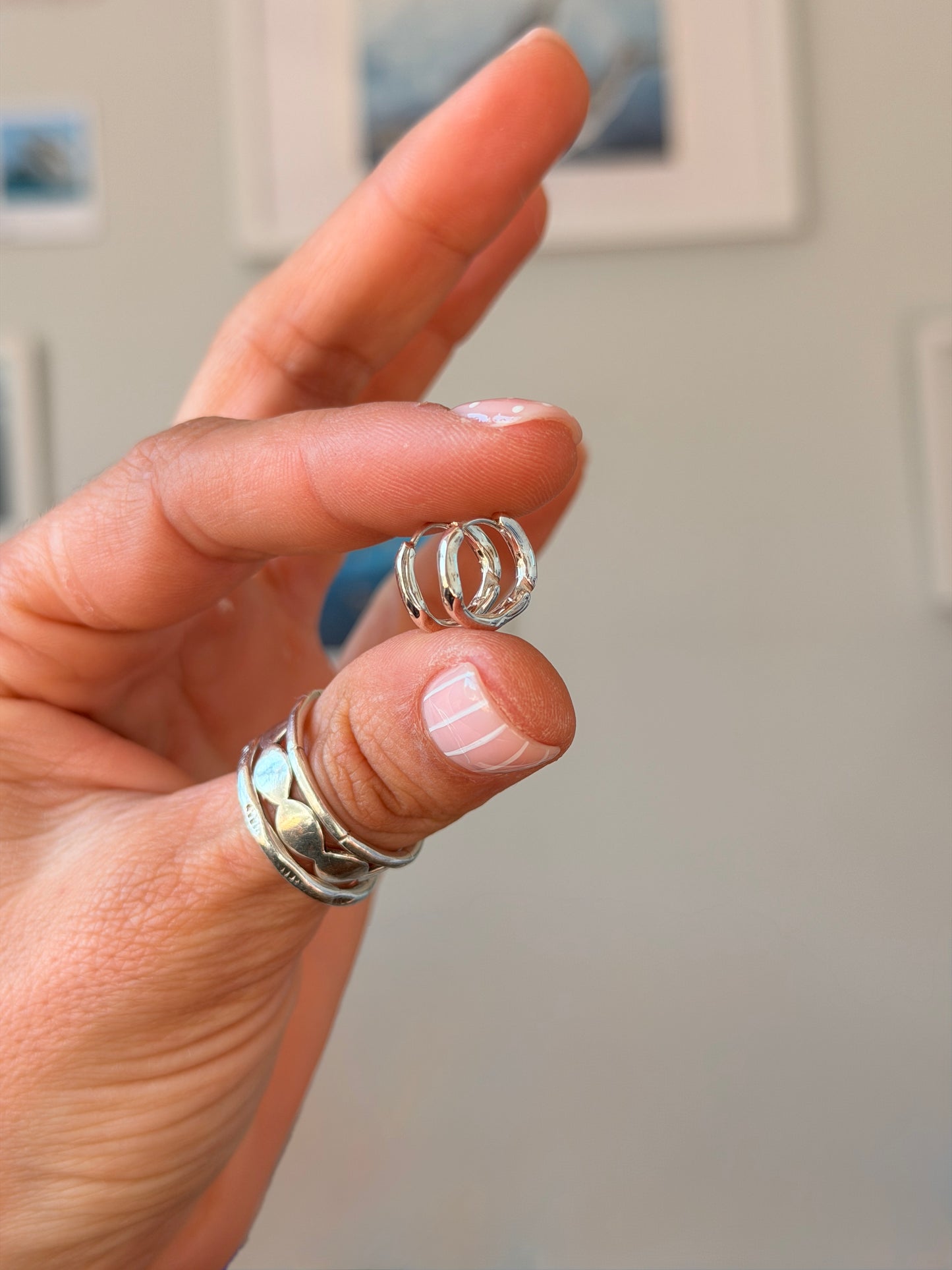 Wavy Silver Hoops