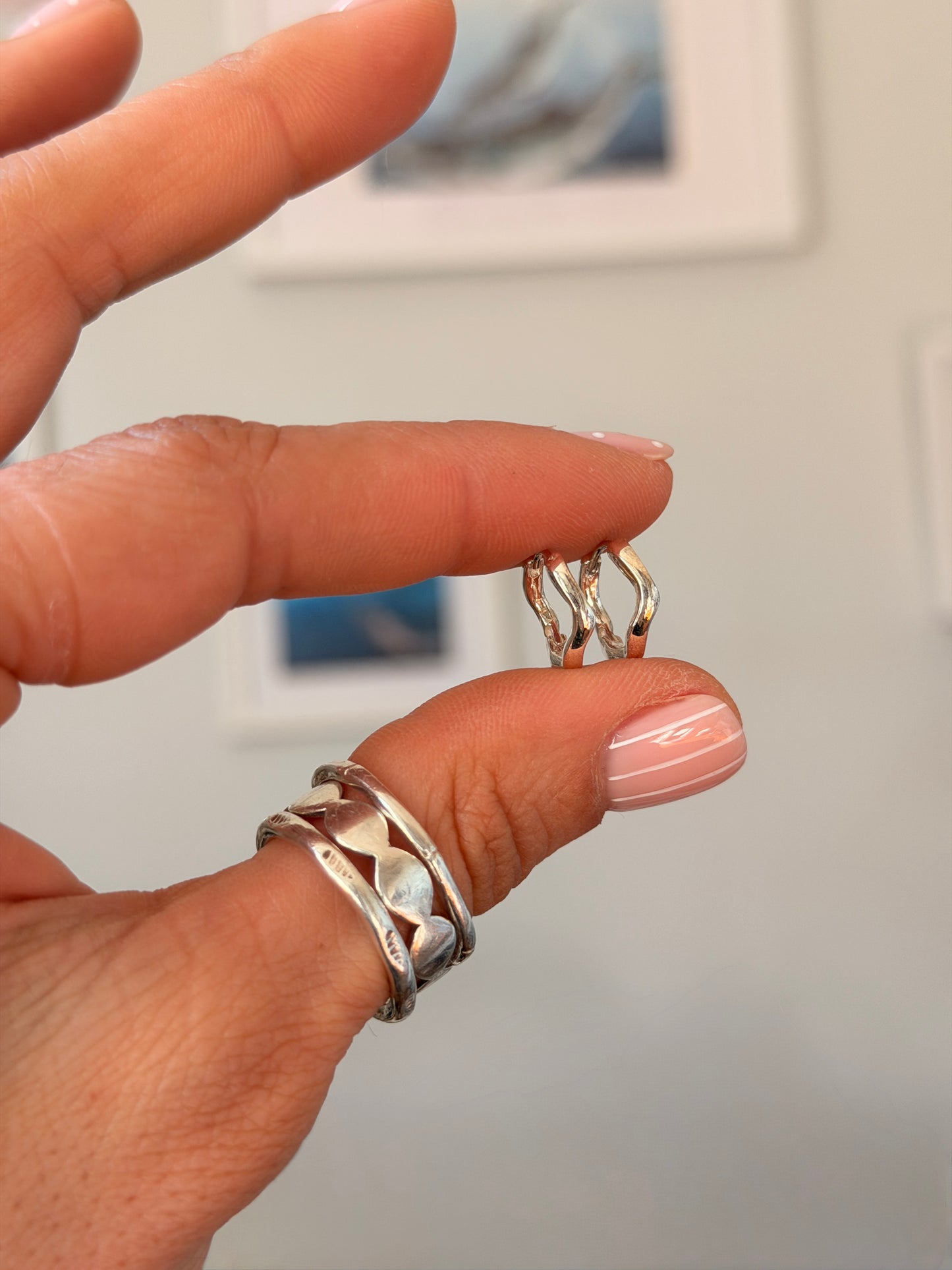 Wavy Silver Hoops