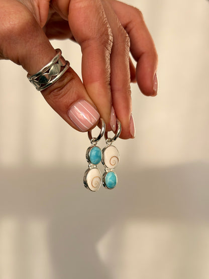 Marina - Larimar & Operculum Earrings