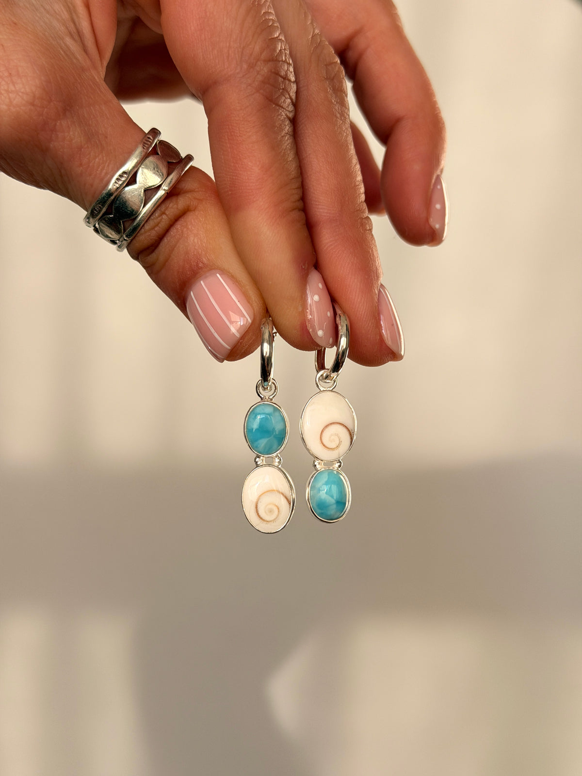 Marina - Larimar & Operculum Earrings