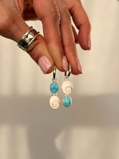Marina - Larimar & Operculum Earrings