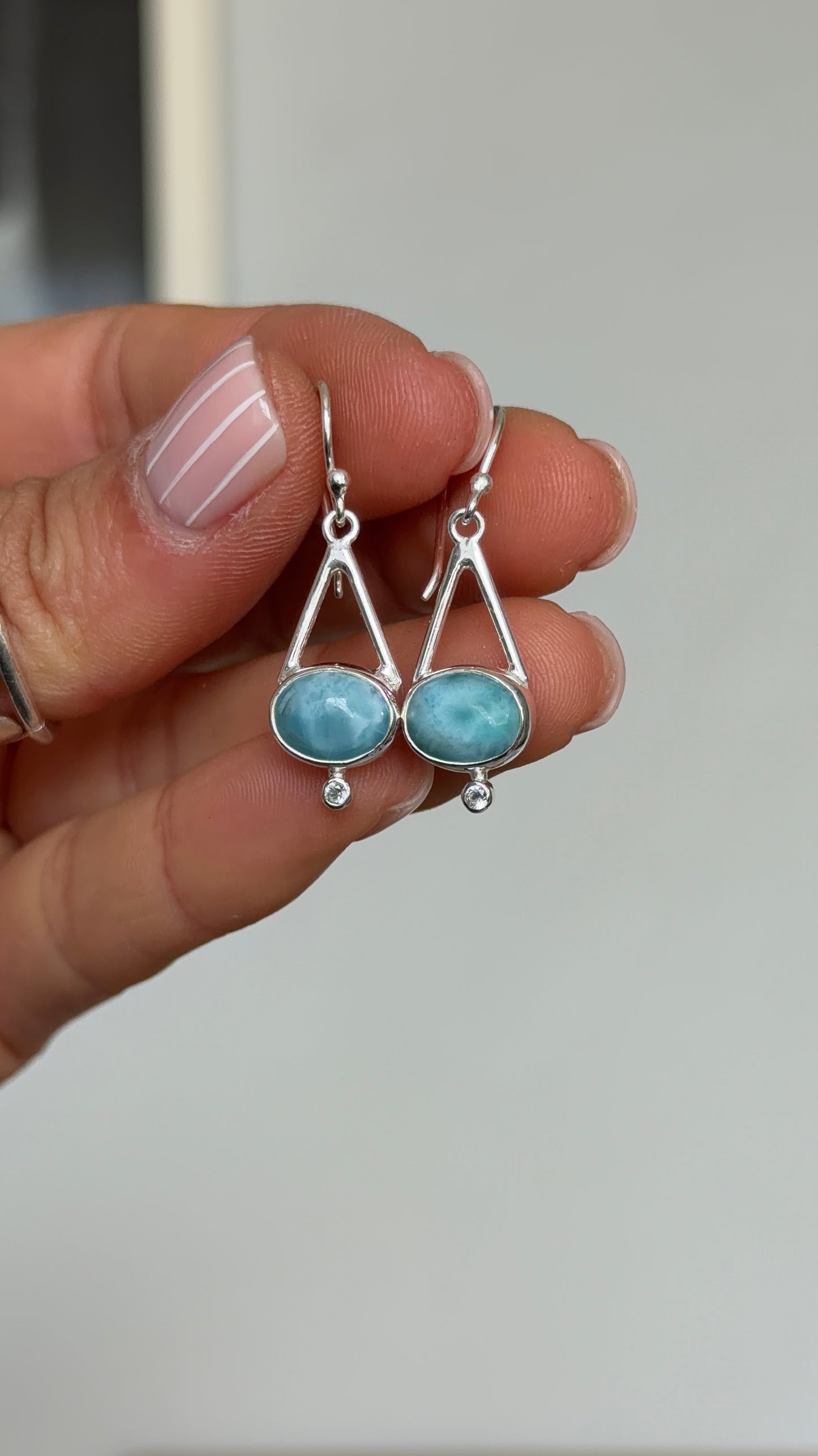Triangle Larimar Earrings