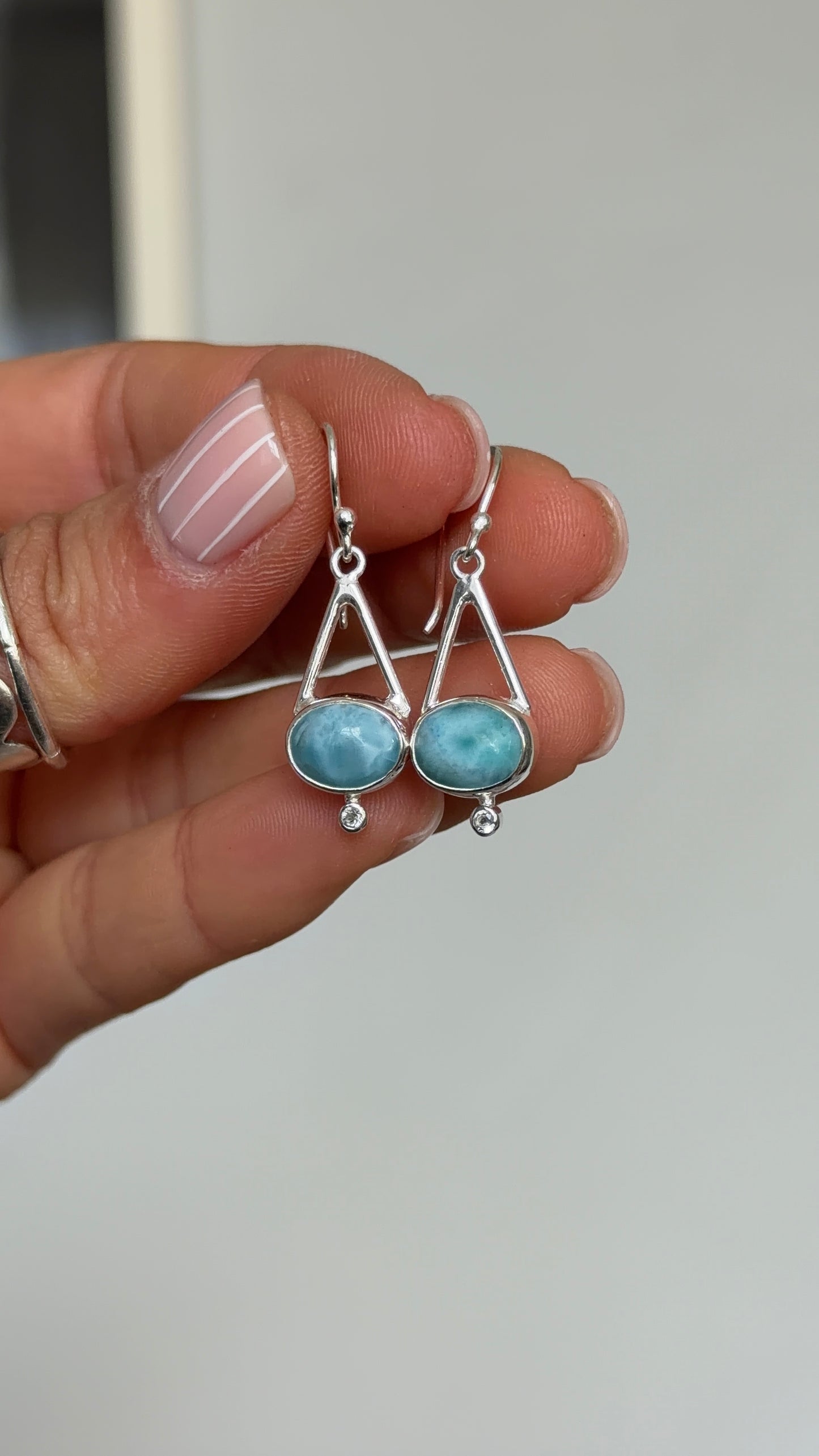 Triangle Larimar Earrings