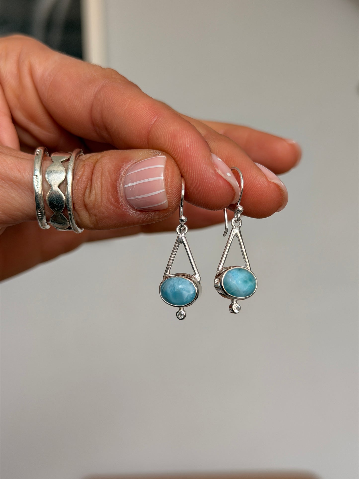 Triangle Larimar Earrings