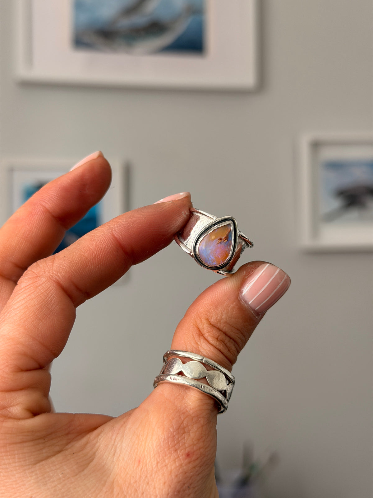 Sunset Solid Boulder Opal Ring