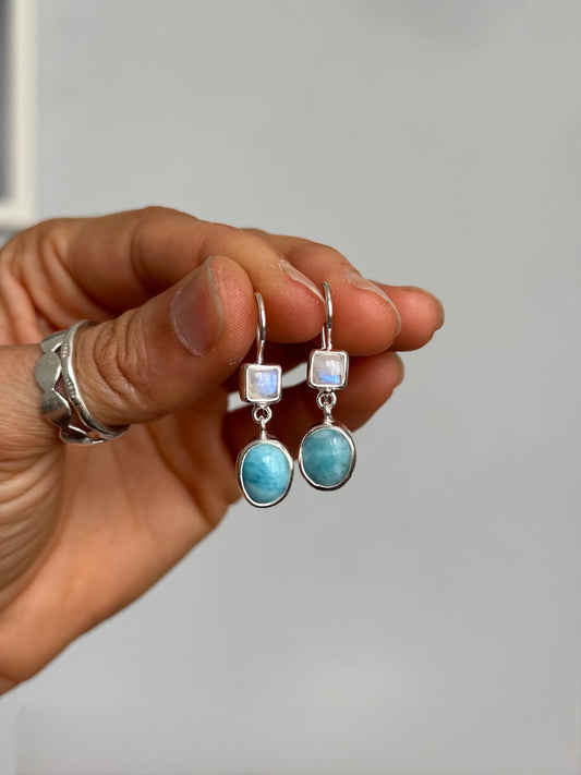 Liora — Moonstone & Larimar Earrings