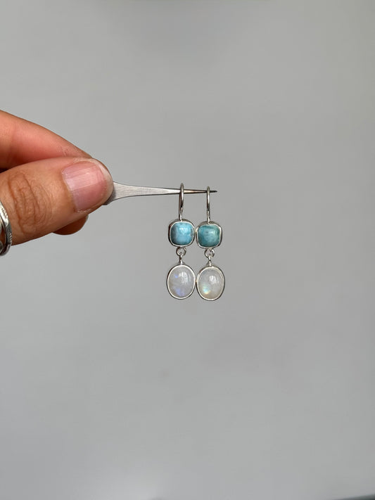 Amani — Larimar & Moonstone Earrings