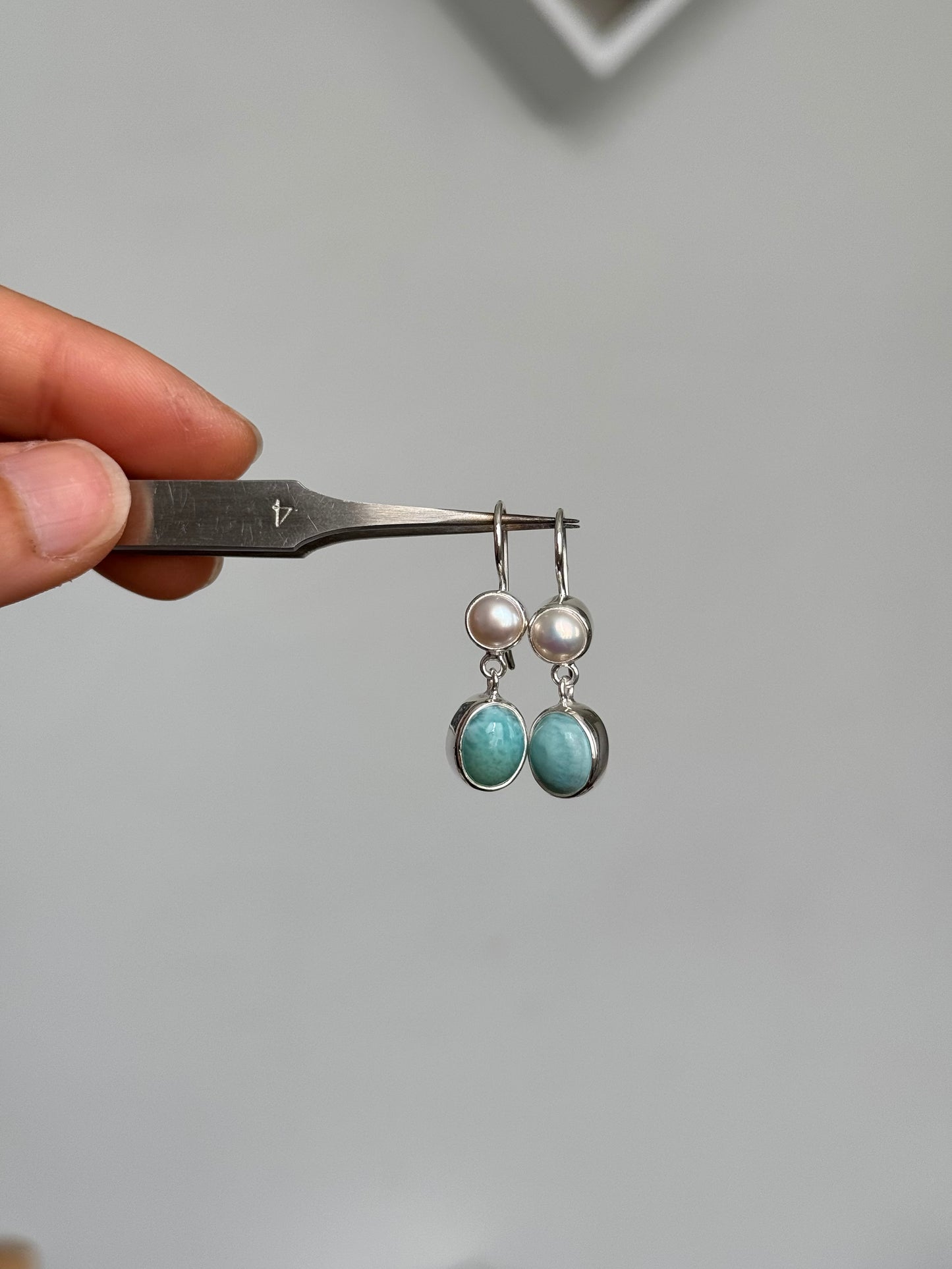 Nerina — Larimar & Pearl Earrings