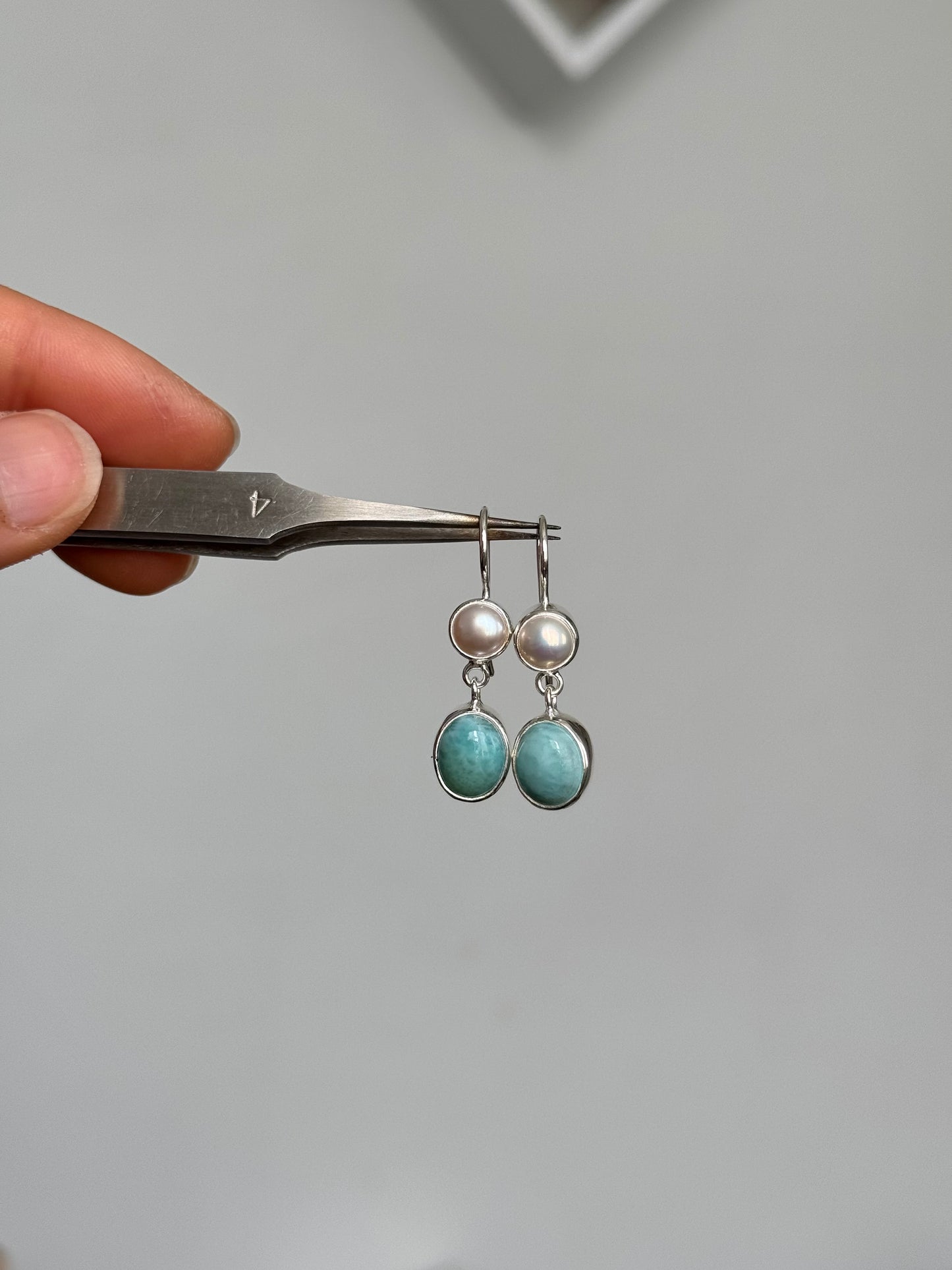 Nerina — Larimar & Pearl Earrings