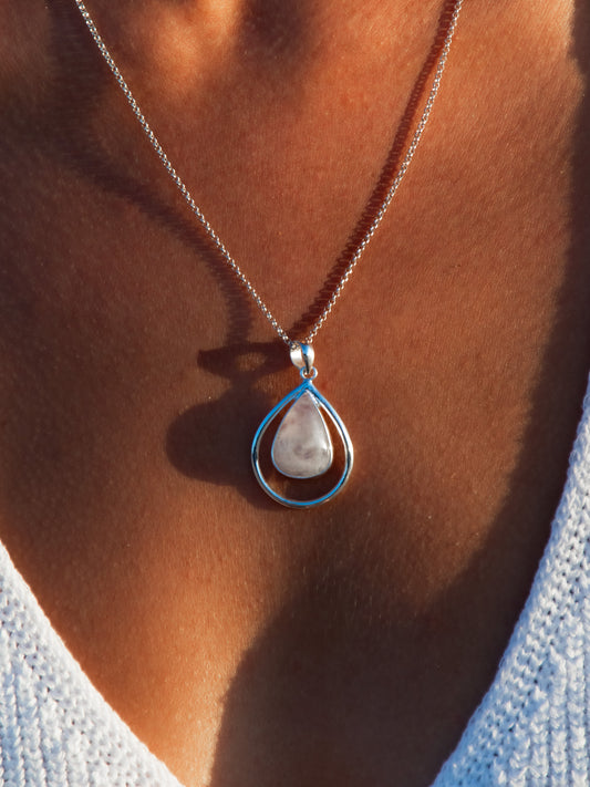 Moon Halo Teardrop Necklace