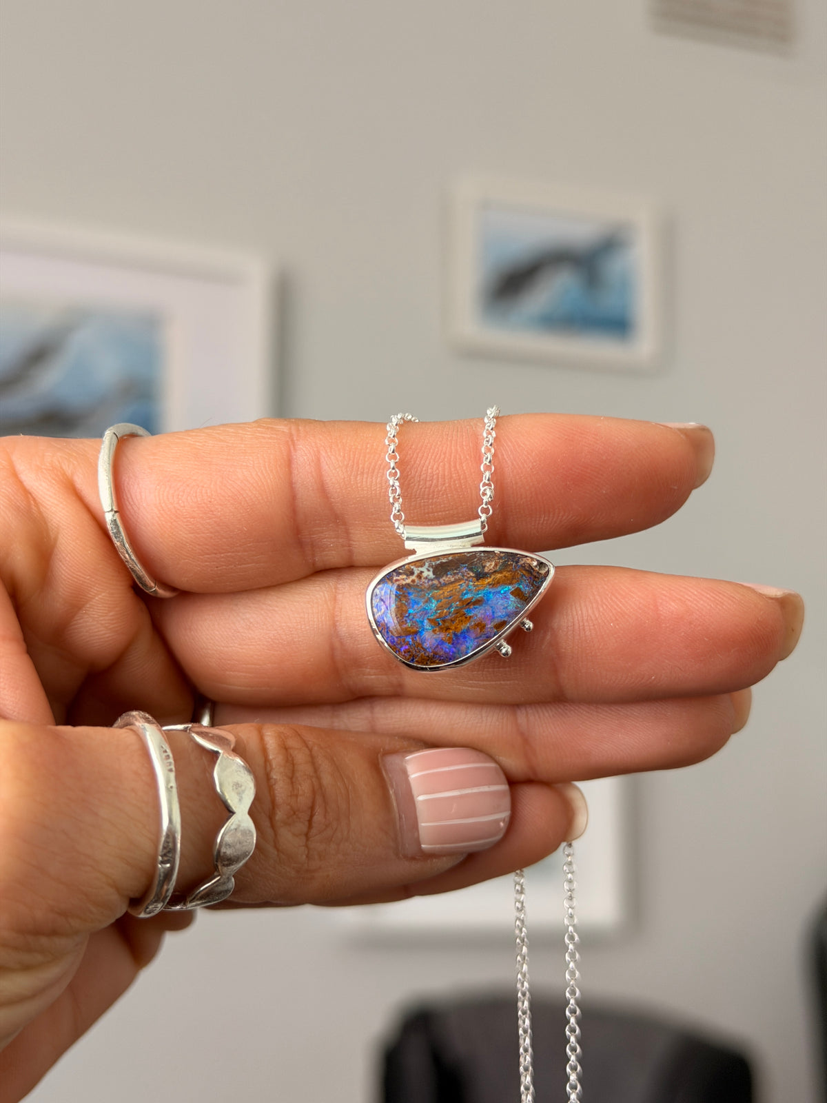 Wood Replacement Boulder Opal Necklace