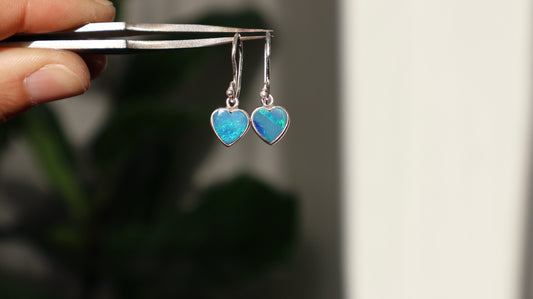 Opal Heart Earrings