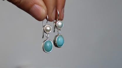 Nerina — Larimar & Pearl Earrings