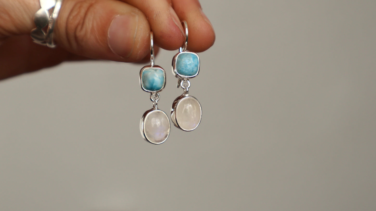 Amani — Larimar & Moonstone Earrings