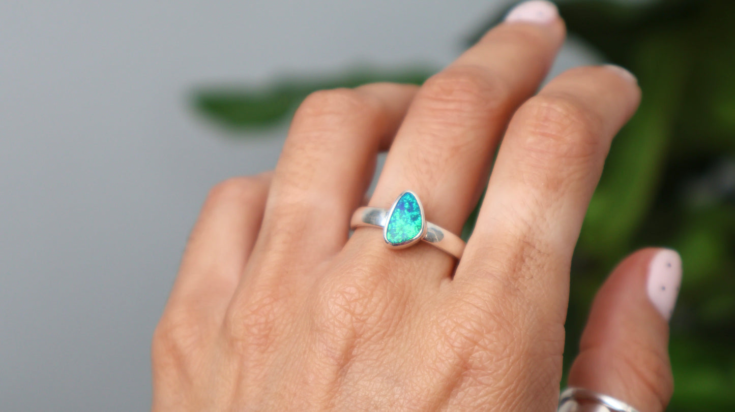 Seafoam Flash - Opal Ring