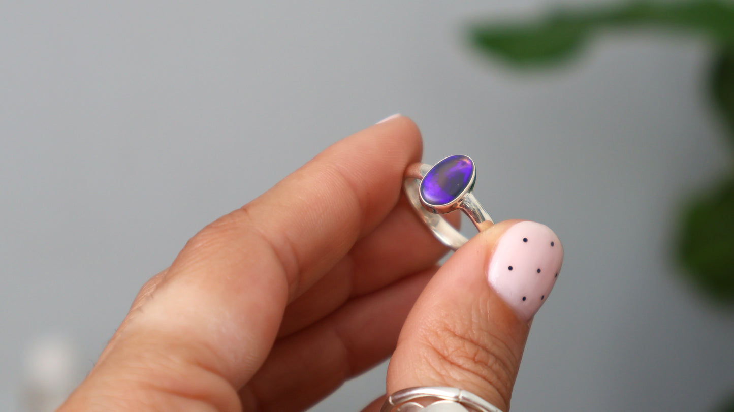 Violet Night Opal Ring