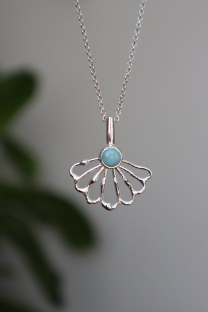 Larimar Shell Fan Necklace