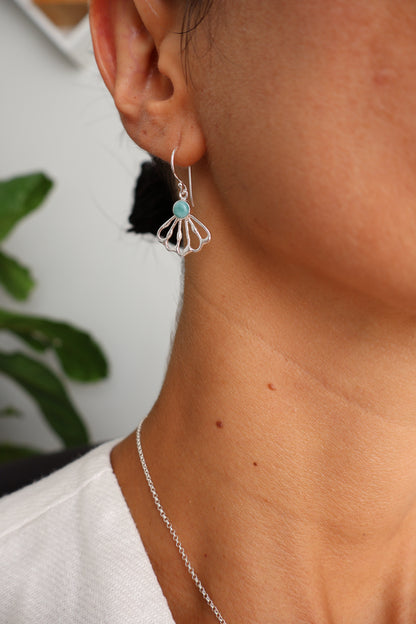 Larimar Shell Fan Drop Earrings