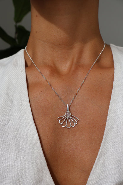 Moonstone Shell Fan Necklace