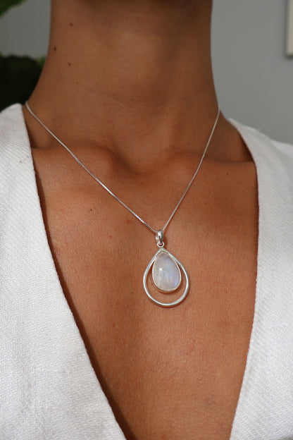 Moon Halo Teardrop Necklace