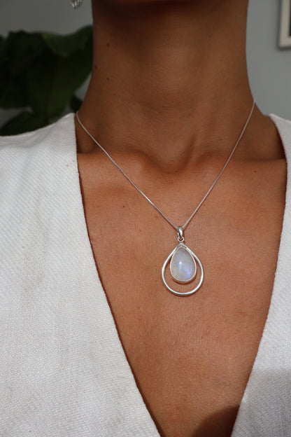 Moon Halo Teardrop Necklace