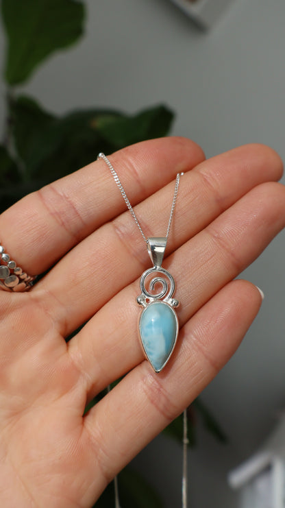 Larimar Spiral Crest Pendant